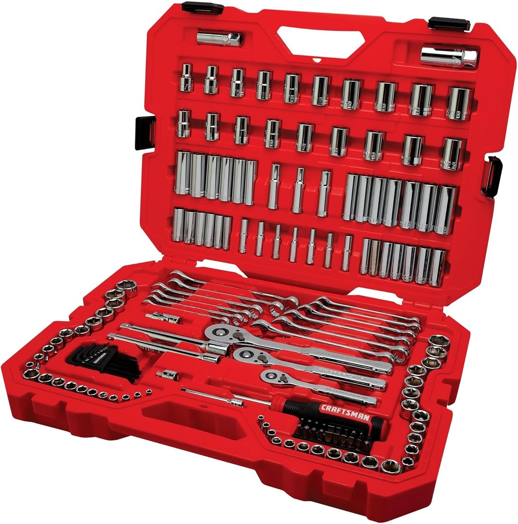 CRAFTSMAN Socket Set, 159 Piece Socket Wrench Set Mechanics Tools 1/4-in., 3/8-in., and 1/2-in(, 6 Point and 12 Point (CMMT12125)