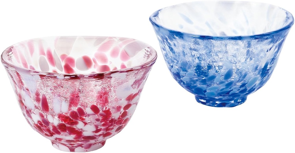 津軽びいどろ Aderia Tsugaru Vidro FS-71541 Sake Cup, Pair Gift, Pink, Blue, 1.7 fl oz (50 ml), Cherry Blossom, Iwashimizu, Gift Box, Made in Japan