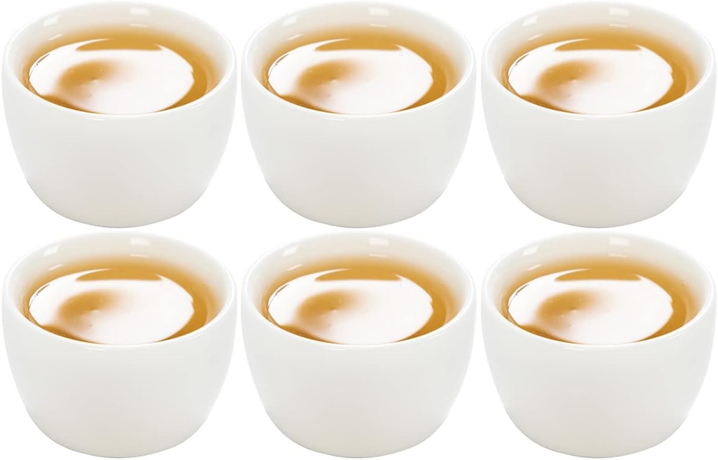 Sizikato 6pcs Pure White Chinese Porcelain Tea Cup, 50ml Exquisite Sake Cup
