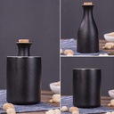Japanese Sake Cup Set 4 Piece Porcelain Pottery Traditional Ceramic Cups Crafts Wine Glasses Japanese Sake Set with 1 Sake Serving Bottle and 2 Sake Cups,Black,6pcs