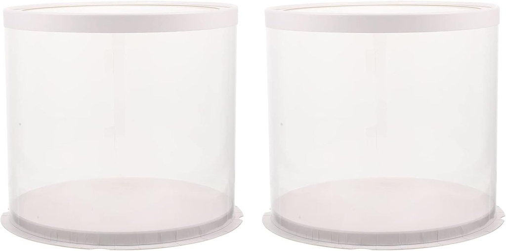 GLEAVI 2Pcs Clear Cake Carrier Round Birthday Cake Box for Baking Packing Design for Parties Double for Treats