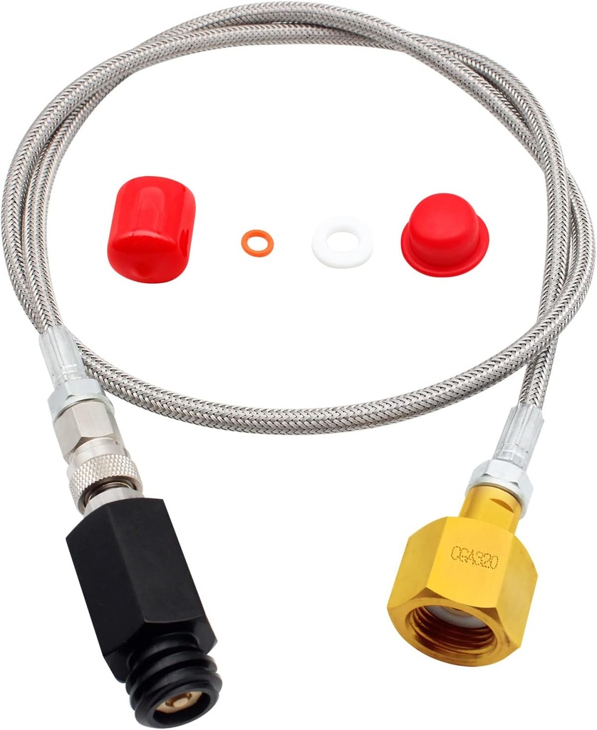 Co2 Tank for Soda Machine Adapter, CGA320 Co2 Tank Cylinder Adapter for TR21-4 G1/2 Soda Water Machine with 36 inch Stainless Steel Hose, Soda Maker Parts & Accessories