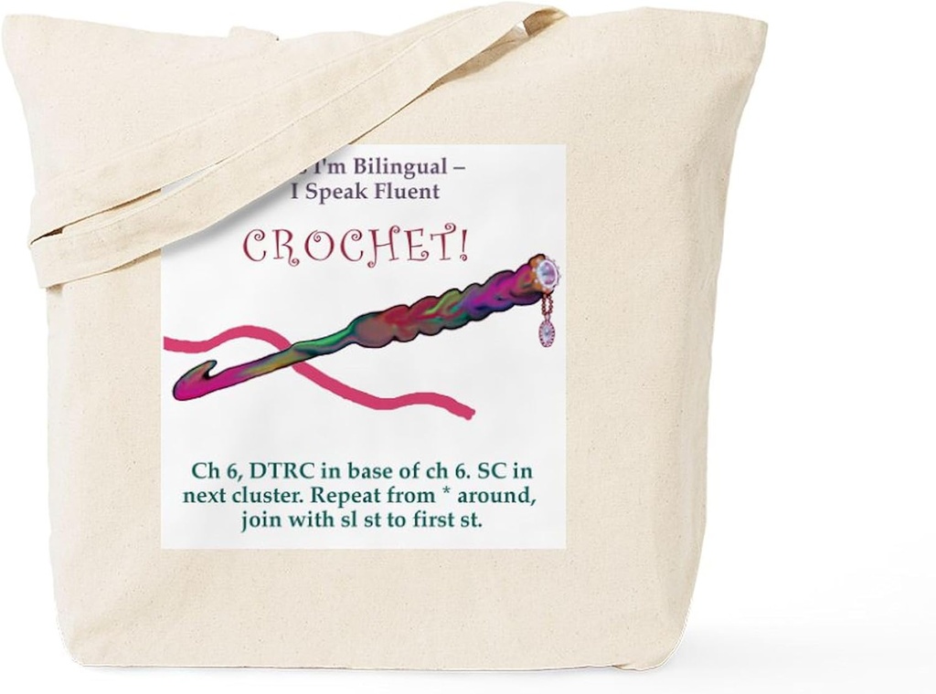 CafePress Fun Crochet Tote Bag Reusable Natural Beige Canvas Shopping Bag