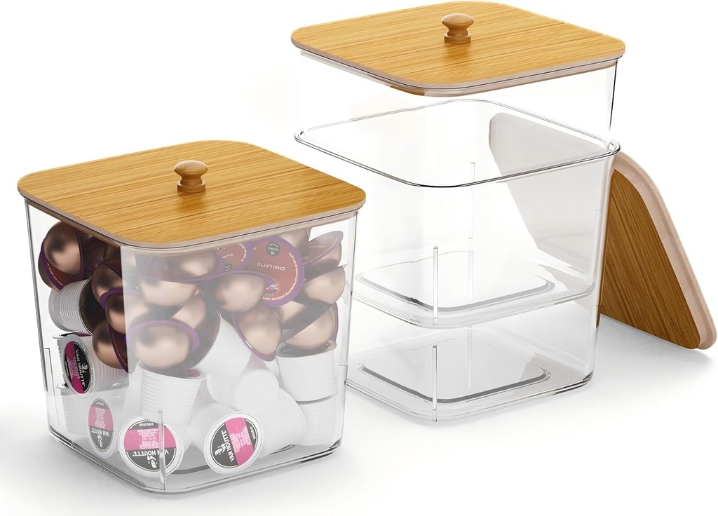 Coffee Pod Holder, K Cup Holder for Counter, 24-Capacity Coffee Pod Organize, Kitchen and Pantry Organization Canisters for Coffee Pod and Sugar