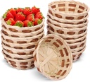 20 Pack Bamboo Bread Basket, 6.5 Inch Round Gift Baskets, Woven Fruit Baskets, Food Serving Baskets, Food Storage Basket for Kitchen Restaurant or Decor and more, by GNIEMCKIN