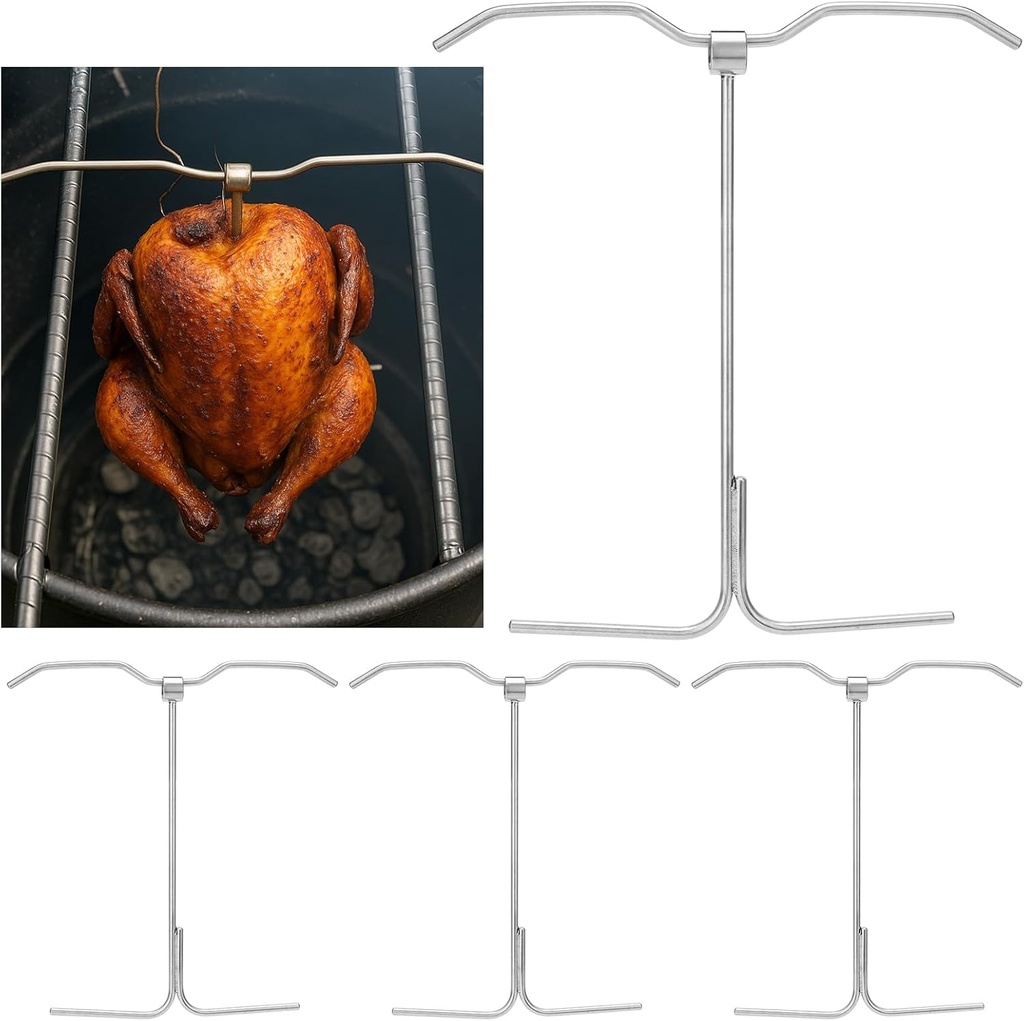 4pcs Turkey Hanger Hook for Barrel Smoker All Purpose Grill 304 Stainless Steel Turkey Fryer Rack Kit for Chicken Rack Set, Barbecue Roasting Meat Steak