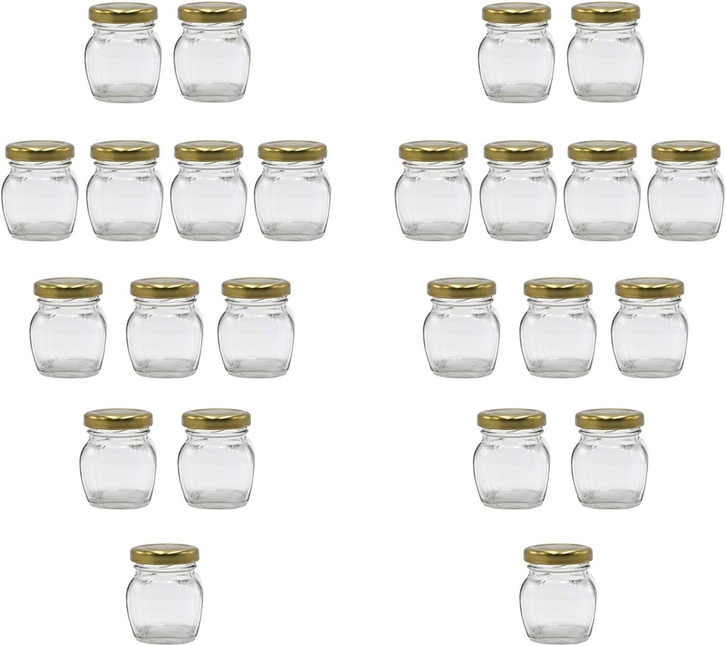 U Pack 2oz Glass Jar With Gold Lid For Honey Jam Spice pack of 24 sets
