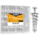 KURUI Metal Self Drilling Drywall Anchors, 116PCs Shatter-Resistant Wall Anchors and Screws Kit, 58 Heavy Duty Sheetrock Anchors + 58#6 x 1-1/4'' Screws, Zinc Hollow Dry Wall Anchors 50LB Hanging