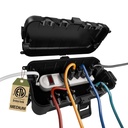 Flemoon Medium Outdoor Electrical Box (11.5x5.2x4 inch), IP54 Waterproof Extension Cord Cover w/6 Cable Entry Ports, Weatherproof Connection Box for Power Strip, Timer, Plug, Holiday Lights, Black