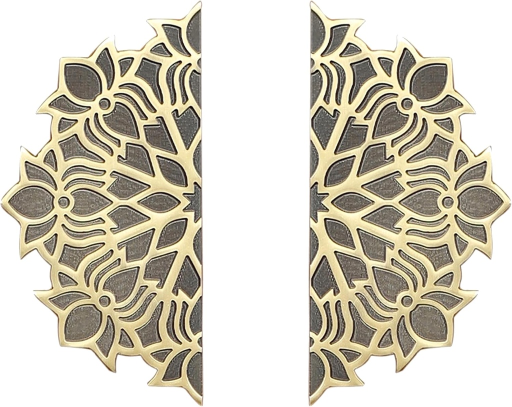 Two Moustaches Lotus Flower On Corners Style 6 Inches Brass Door Handle Pair For Main Door,Antique Door Handles,Wardrobe Handles,Handles For Glass Doors,Standard,Pack Of 2 - Brass,Pull Handle