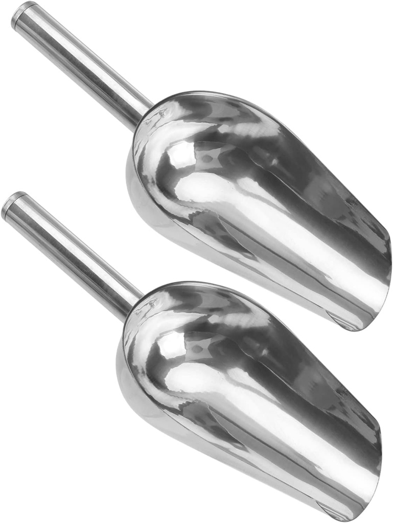 Zerodeko 2-Piece Thick Stainless Steel Ice Scoop Set Multipurpose Food Shovel for Ice Dried Fruits and Tea Heavy Duty Non-Magnetic Design Suitable for Home and Party Use