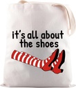 JNIAP Wizard Dorothy Shoes Inspired Gift It's All About the Shoes Tote Bag Ruby Red Slippers Gift (about the shoes Tote Bag)