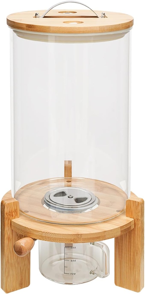 7.5L Rice and Cereal Glass Dispenser, Flour Oatmeal Dispenser Storage Container with Measuring Cup, Cereal Food & Pet Food for Kitchen Organization Pantry Store