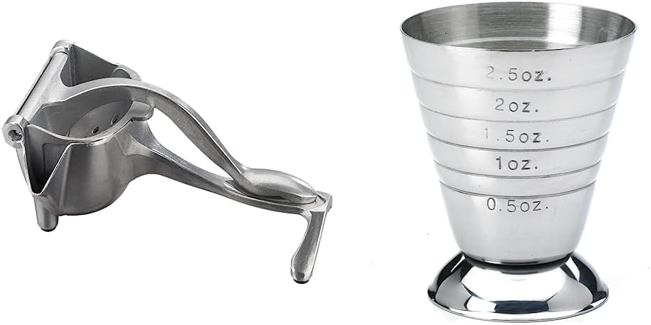 Barfly Large Manual Juicer - Aluminum and Barfly Measuring Cup, 2.5 oz, Stainless Steel