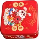 Veemoon Chinese Year Cookie Box Decorative Candy Storage Container for Festive Celebrations Sturdy Iron Design Adorable Bunny Pattern for Spring Festival