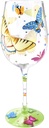NymphFable Hand-painted Wine Glass Colorful Butterflies Artisan Painted Glass 15 oz Novelty Gift for Birthdays,Weddings,Valentine's Day