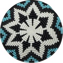 Handwoven African Basket Handmade sisal Fruit Bowl Wall Hanging decorative Baskets for Home Living Room Kitchen Centerpiece Zen Designs Arts and Crafts (Blue Black Natural, 12in diameter)