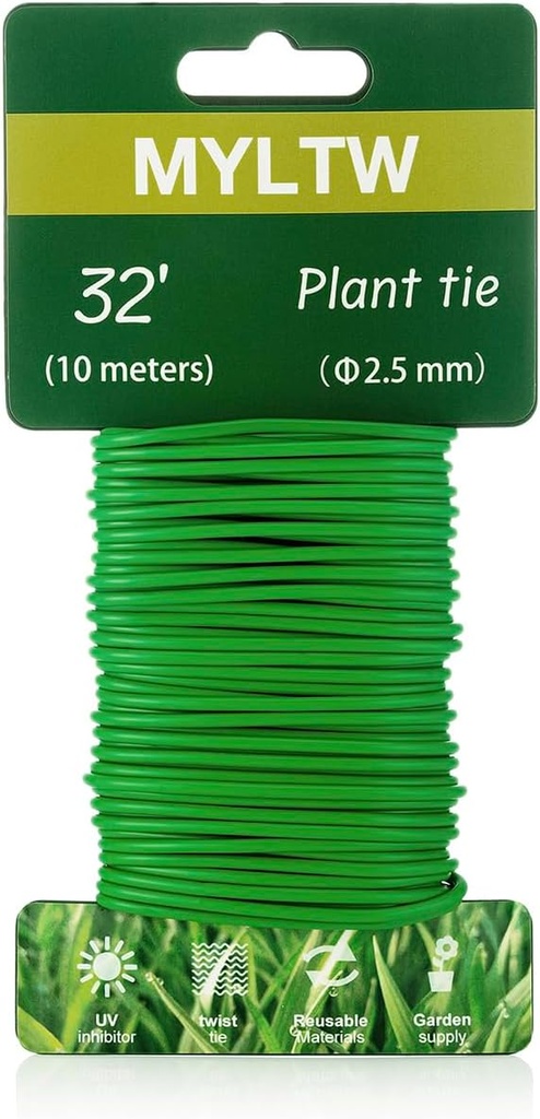 16FT Soft Plant Ties,Green Twist Garden Ties,Flexible Twist Ties for Climbing Plants House and Garden Plants Office Home Organizing(Diameter 5mm)