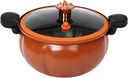 8L Micro Pressure Cooker,Maifan Stone Non-stick Pot,Pumpkin Shape Pressure Crock Pot with Transparent Glass Lid for Gas, Induction, Electric Stoves