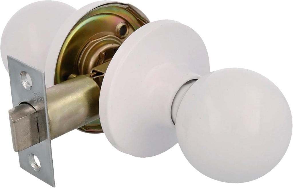Amig - Interior Door Knob | with Entry Handle 60/70 mm | Ball Knob on Both Sides | for 35 to 45 mm Wooden Passage Doors | White Brass