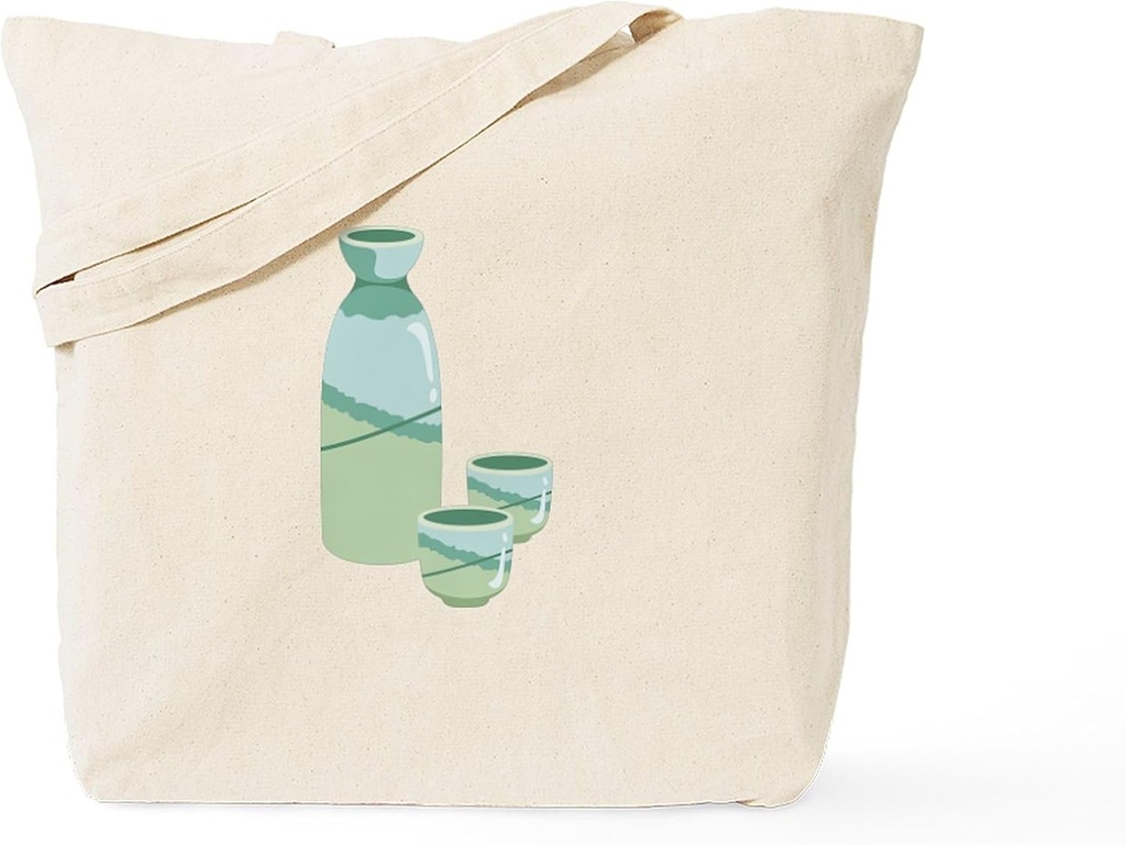 CafePress Sake Drink Set Tote Bag Reusable Natural Beige Canvas Shopping Bag
