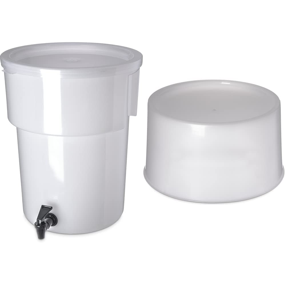 Carlisle FoodService Products Plastic Round Beverage Dispenser, 5 Gallons, White & 221102 White 12-3/16-Inch Round Dispenser