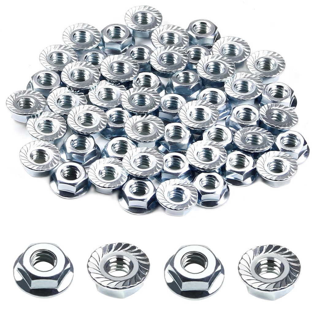 1/4-20 Serrated Flange Hex Nuts, 1/4" Hexagon Flange Nuts, 304 Stainless Steel, UNC Nuts Fasteners, Replacement Nut for DIY Home Mechanism, 50 Pack