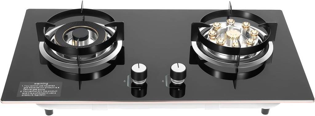 Natural Gas Stove, 2 Burner Gas Stove 63% Thermal Efficiency Countertop/Embedded Portable Gas Stove Natural Gas Burner in Home Kitchens, Guesthouses, Windproof Pot Racks