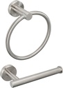 Bathroom Hardware Set 2 Pieces Towel Ring and Toilet Paper Holder 304 Stainless Steel Hand Towel Holder and Towel Hanger Wall Mounted (Brushed Nickel)