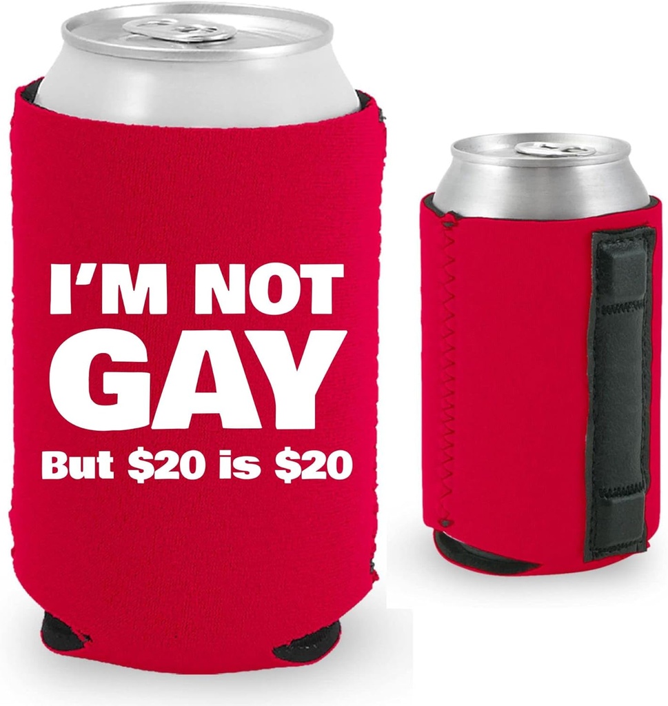 I'm Not Gay Magnetic Can Coolie (Red - 2 Pack)