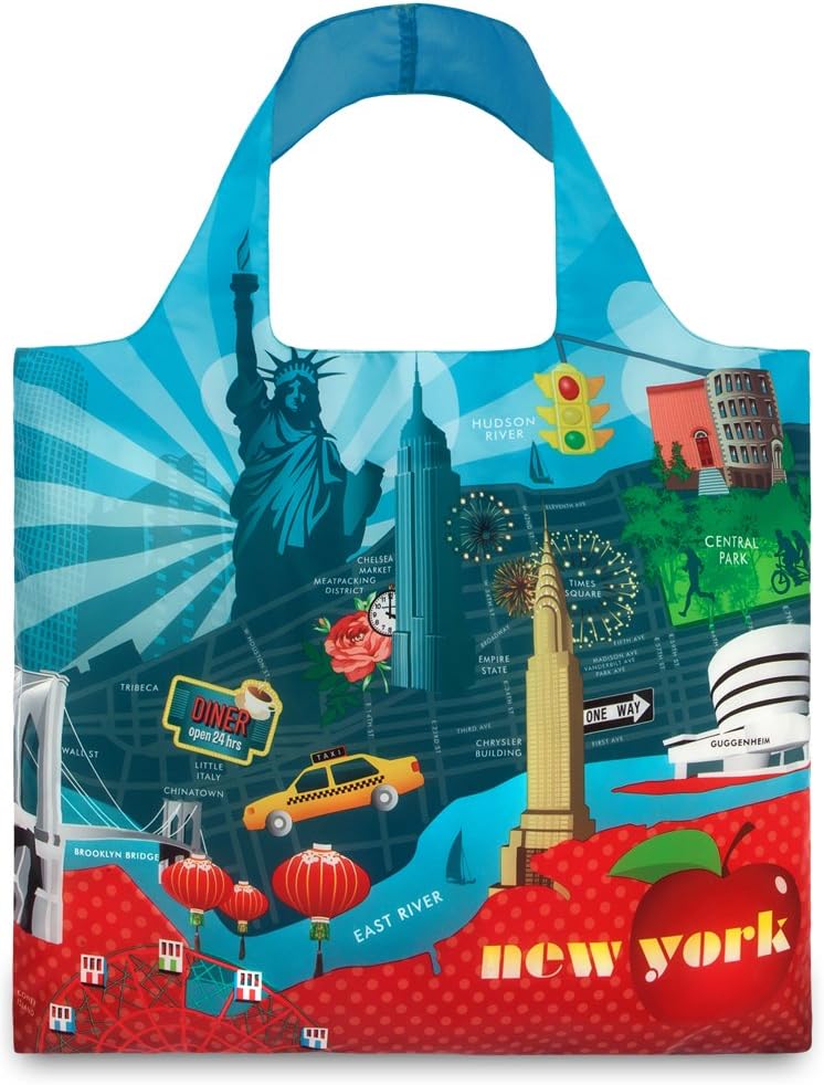 LOQI Urban New York Reusable Shopping Bag, Multicolored