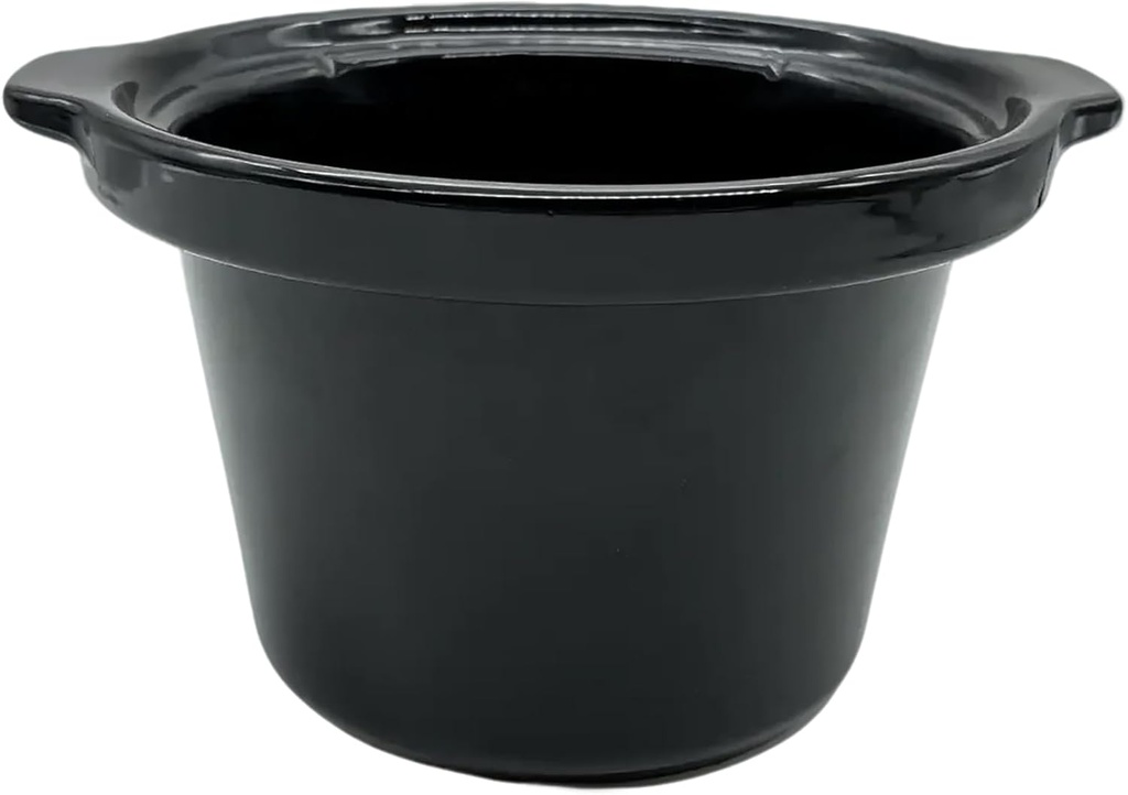 2 Quart/1.8L ROUND Ceramic Slow Cooker Replacement Pot, Compatible with Crockpot SCR200-B, Elite Gourmet MST239X, KOOC WJ-2000 Series and Mainstays 2Qt Slow Cooker, Black