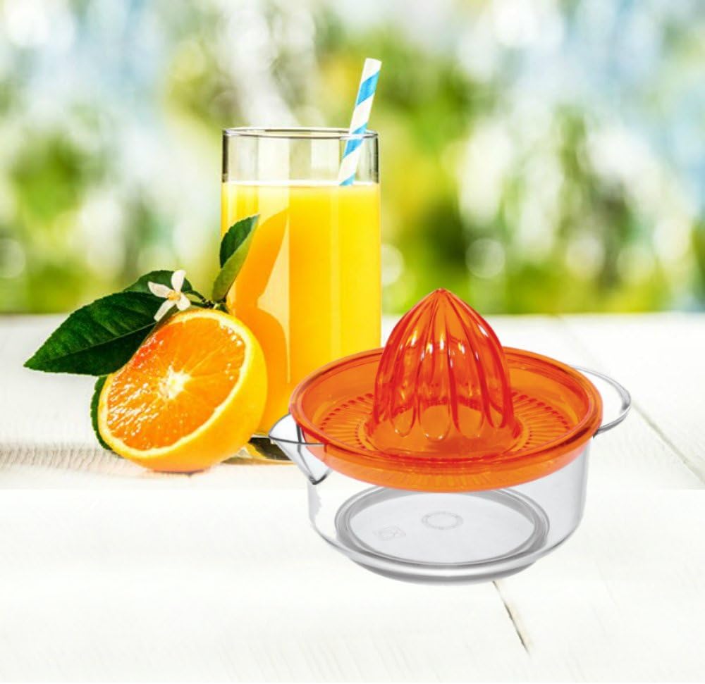 Uniware Fruit Juicer Strainer Reamer, Made in Italy, with Handle Pour Spout, BPA Free Colors may Vary (Orange)