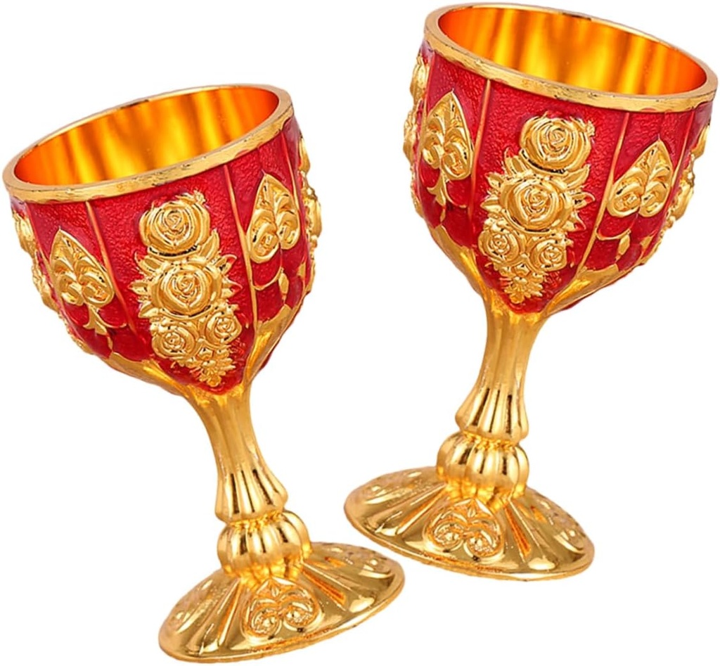 2pcs Retro Wine Goblet Decorative European Style Cups for Whisky Cocktails