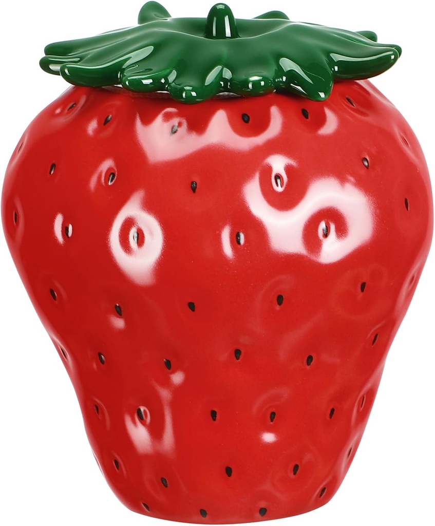Cabilock Strawberry Shaped Ceramic Tea Canister with Sealing Lid Retro Loose Tea Storage Jar for Candy Dried Fruit Snacks Food Container and Desktop Decoration
