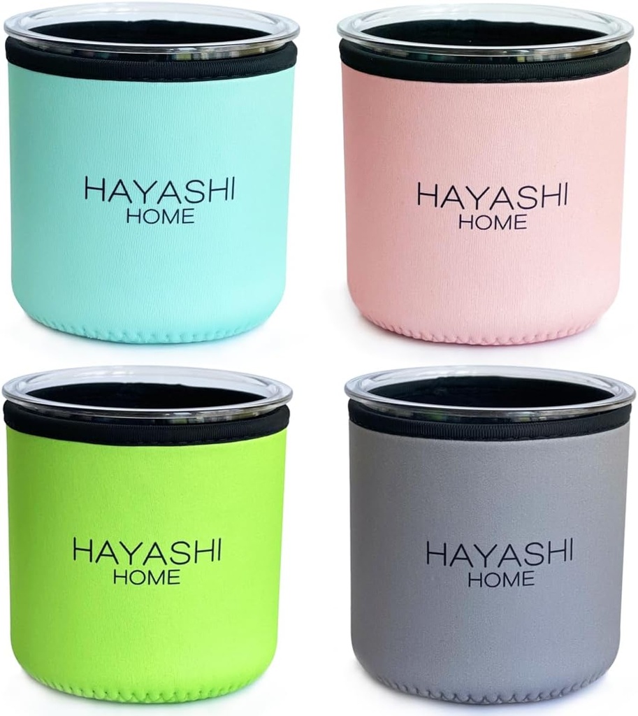 4 Pack Ice Cream Neoprene Sleeve 16oz Compatible with Ninja Creami Pints Containers NC299, NC300, NC301 - HAYASHI home