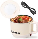 Electric Hot Pot 1.8L 450W Ramen Cooker Nonstick Multi-Functional Lazy Pot with Over Heating and Dry Burning Protection for Pasta, Noodles, Soup, Egg Fit Dorm, Office Use(White-Monolayer)