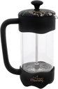 Any Morning French Press Coffee Maker,Tea & Coffee Press with Triple Stainless Steel Filter, small french press Coffee Brewer for Camping and Travel, Borosilicate Glass, 11 Oz, Black
