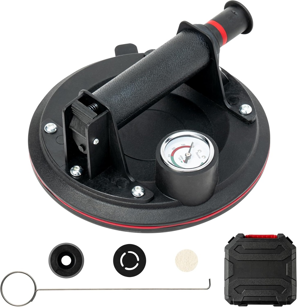 Floor Gap Fixer Tool - Black Heavy Duty Floor Gap Fixer Tool with Vacuum Suction Cup & Pressure Gauge Professional Laminate, Hardwood Floor Repair Kit for Textured, Uneven Surfaces