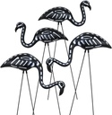 GiftExpress 4-Pack Small Halloween Flamingo, Black Flamingo Skeleton, Zombie Flamingos, Skull Flamingo with Stakes for Halloween Lawn Ornaments, Spooky Graveyard Decorations