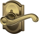 SCHLAGE Flair Right Handed Lever with Camelot Trim Non-Turning Lock, Antique Brass (F170 FLA 609 CAM RH)