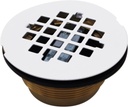 Westbrass D206B-50 2" No-Caulk Brass Compression Shower Drain with 4-1/4" Round Grid Cover, 1-Pack, Powder Coat White