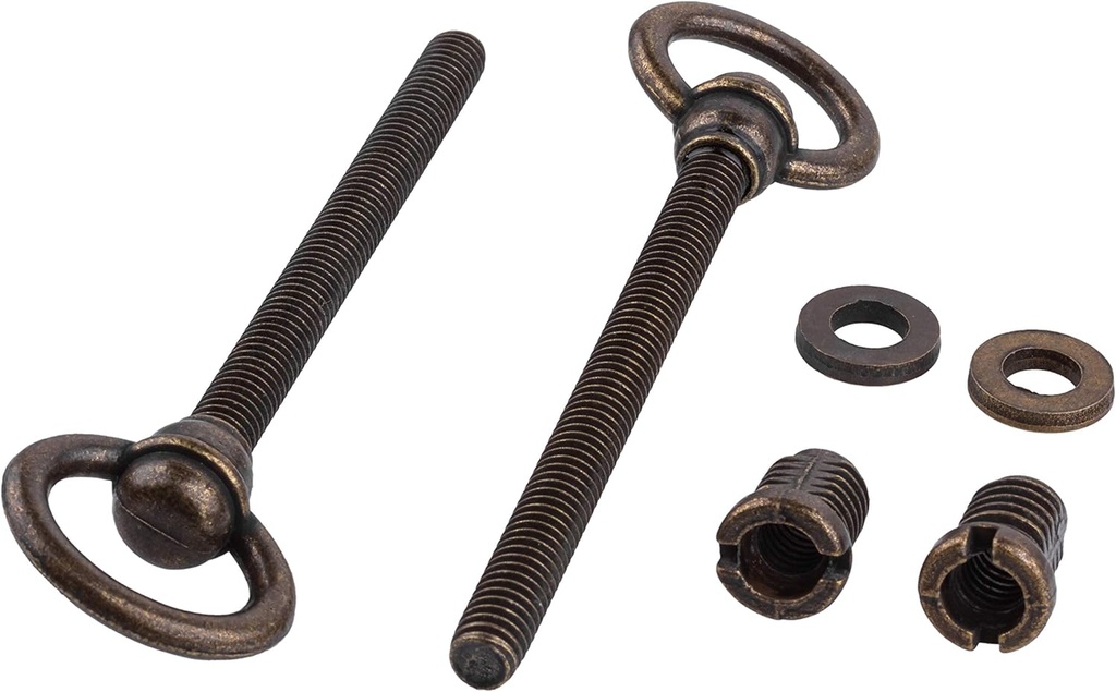 Antique Brass Swing Cheval Mirror Mounting Bolt | 3-1/2" Long | Pack of 2 | Adjustable Mirror Mounting Hardware | Hinge Bolt for Swivel Mirror | Cabinet, Dresser, Vanity Hardware | MH1-SAB