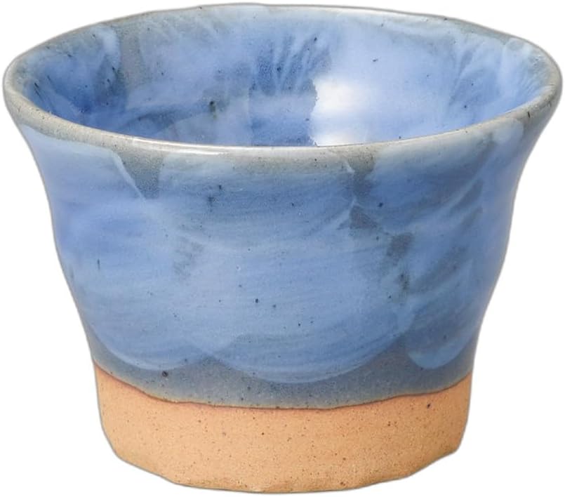 セトモノホンポ(Setomonohonpo) Blue Glazed Tataki Shochu Cup (Medium) 4.0 x 2.6 inches (10.2 x 6.7 cm), 9.8 fl oz (250 cc) | Free Cup |