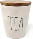 Rae Dunn by Magenta Large Letter LL Canister Jar TEA - Small - Wood Lid