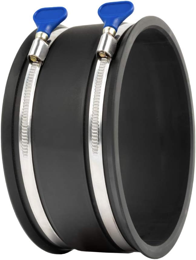 POWERTEC 70281 6 Inch Dust Control Flex Cuff with Adjustable Key Hose Clamps, Hose Connector Rubber Cuff Coupler for Woodworking Dust Collection Fittings, Dust Collector Accessories & Machinery, 1pk