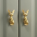 Brass Cabinet Knobs (2 Pack) Cute Cat Golden Drawer Knob Kitchen Cabinet Pulls with Vintage Cupboard Hardware Dresser Drawer Handles Kitchen Cabinet Handles