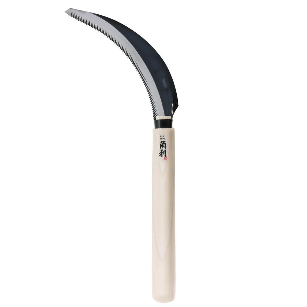 KAKURI Japanese Sickle Garden Tool 6.7" [Serrated Blade (Coarse Teeth)] Made in Japan, Garden Sickle for Harvesting and Weeding, Razor Sharp Japanese Carbon Steel Blade