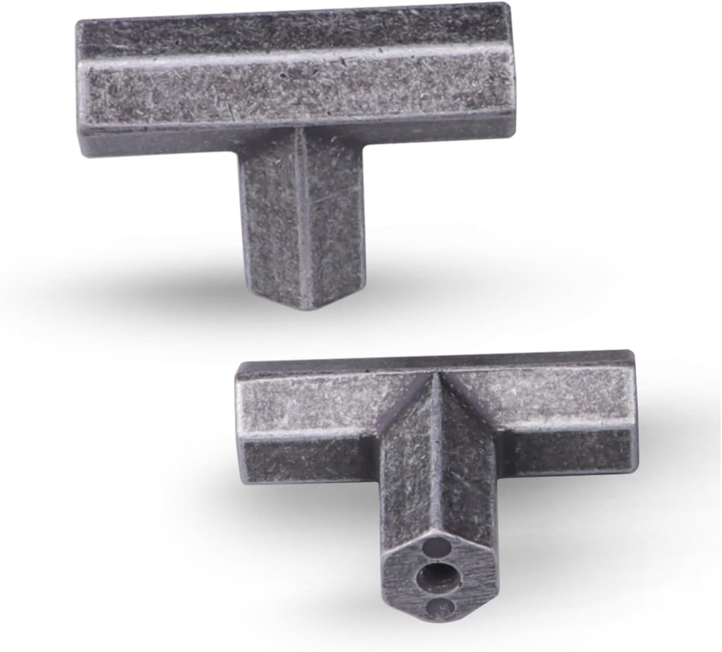Antique Silver Cabinet Knobs,10 Pack T Bar Zinc Alloy,1.65" Round Silver Handles for Kitchen Cabinets and Drawers, Drawer Knobs Dresser Knobs Vintage