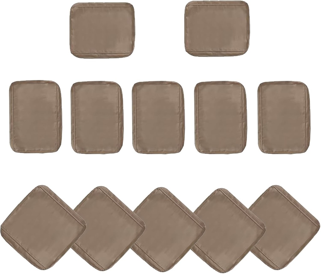 Patio Cushion Covers Replacement 14 Piece, 26x26in Fade Resist Outdoor Sectional Cushion Covers, Waterproof Couch Cushion Slipcovers for Outdoor Furniture (Khaki 15in, 12pcs)